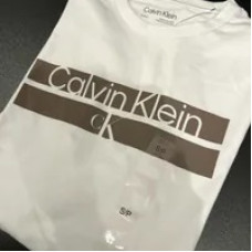 [S] CALVIN KLEIN LOGO FRONT PRINT T-SHIRT,BRILLIANT WHITE, 40BC856110 (SCK599)