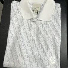 [S] CALVIN KLEIN LIQUID TOUCH MONOGRAM LOGO PRINT POLO SHIRT,BRILLIANT WHITE, SP40601893-40BC237110 (SCK642)
