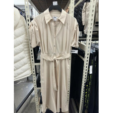 [U] DKNY POLO SLEEVE BUTTON MESH DRESS WITH BELT,ELEGANT BEIGE, DD51BG51-EBO (UD571)